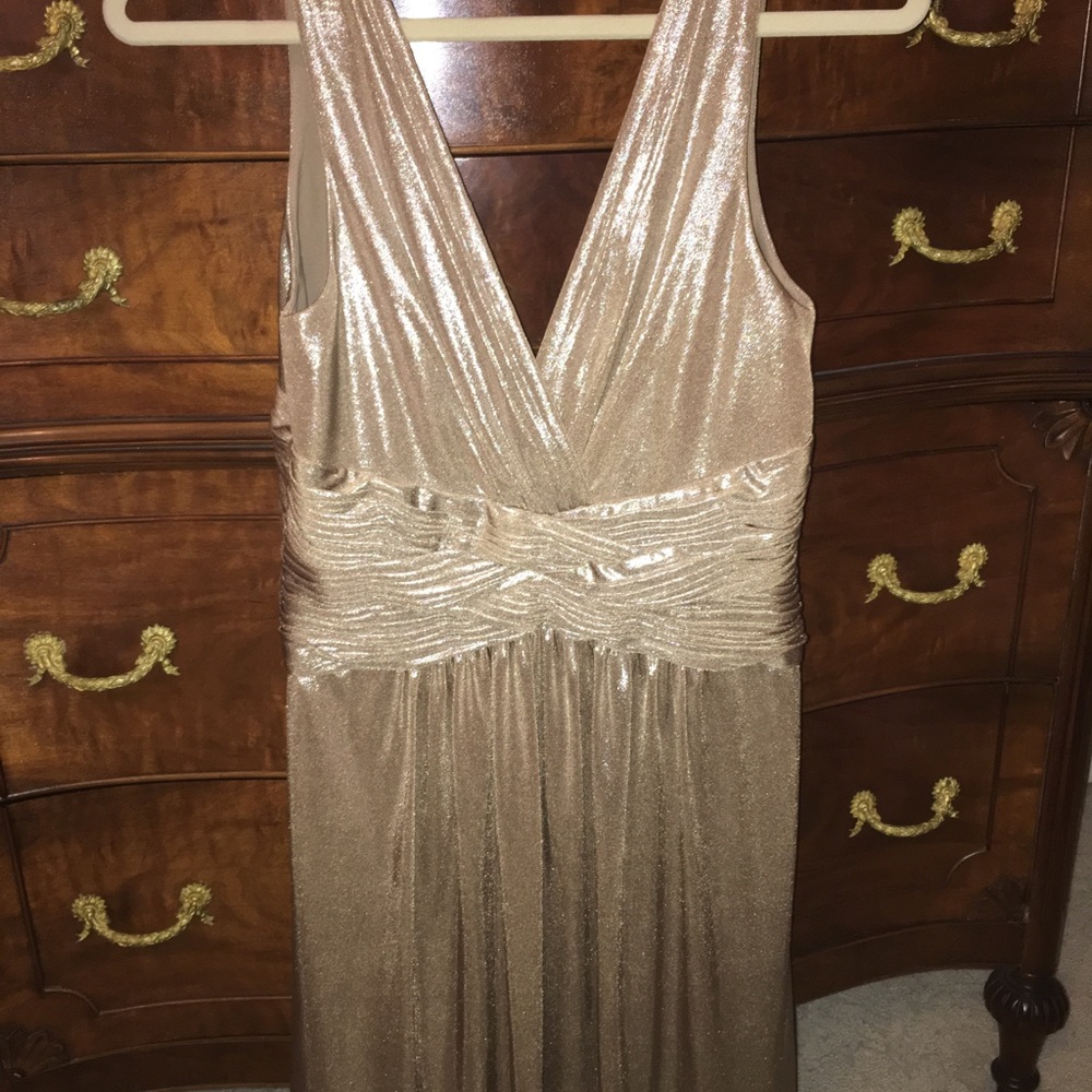 BCBG Max Azria gold metallic threaded dress